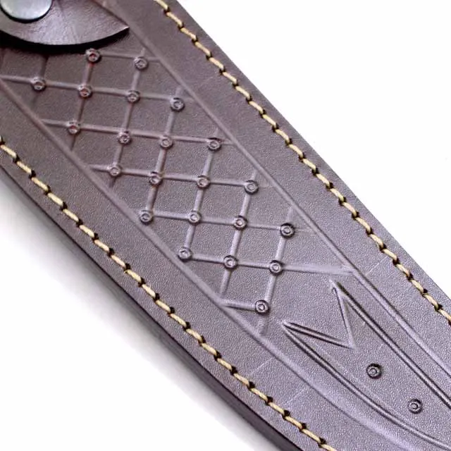 Стильный текстурированный кожаный нож с фиксированным лезвием