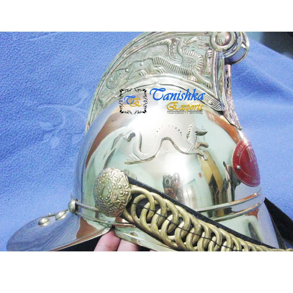 Brass Dragon Brigade Fireman Armor Helmet Victorian Wearable Halloween Firefighter Medieval Historical Cosplay Helmet
