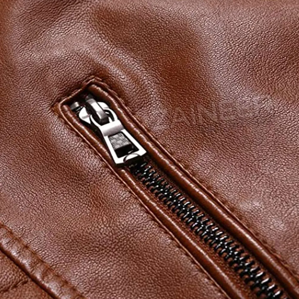 Solid Color Pu Leather Fashion Men Jacket Winter Fashion Men Leather Jacket New Arrival Leather Jacket