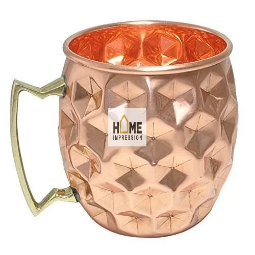 Classic Copper Antique Finished Hammered Texture Mug With Gold Plated Handle For Best Grip Tea And Coffee Serving Fancy Mugs