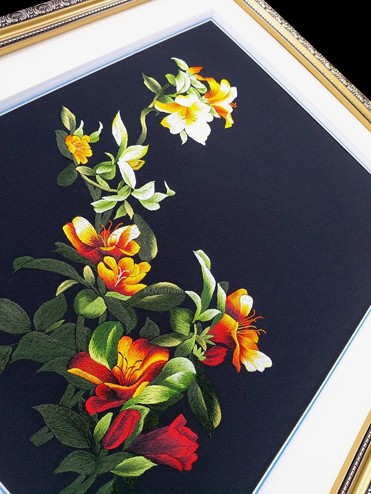 Картины для украшения дома водный шар цветок вьетнамский ручная вышивка