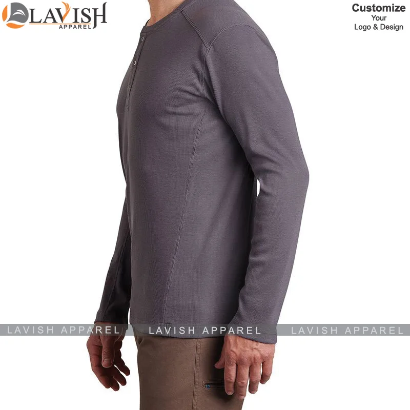 
Unique product Best quality 100% cotton henley t shirt full sleeve custom made by lavish apparel 