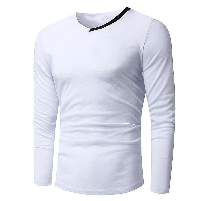 Streetwear Mens Slim Fit Long Sleeve T Shirt Top OEM Longline Curved Hem T Shirt Light weight 93% Cotton 7% Elastane Gym T Shirt