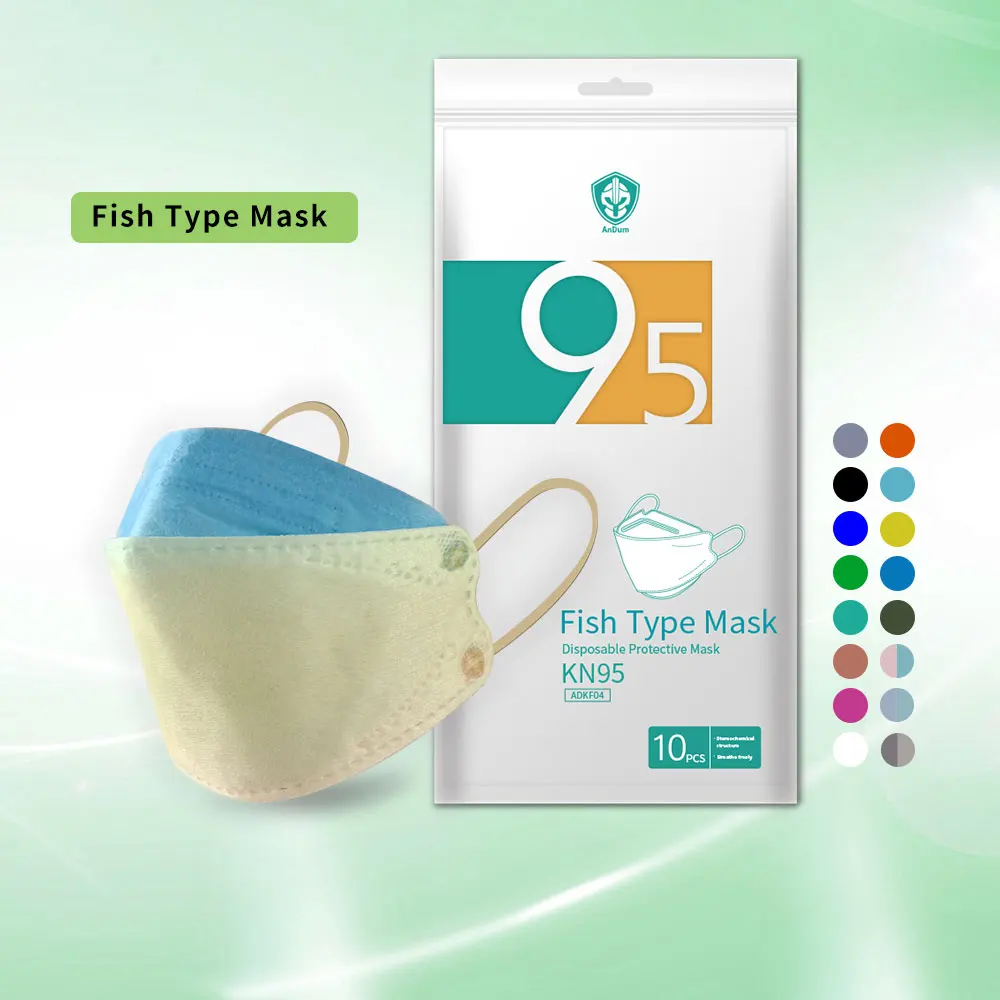 Andum disposable 3d printed 10pcs pack korea fish shape protective cubrebocas mascarillas hijab kf94 mask manufacturers