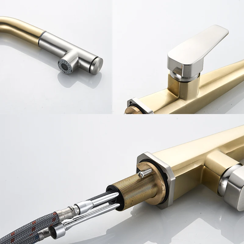 Matte GOLD Kitchen Sink Faucet Pull Down Kitchen Faucet Single Handle Mixer Tap 360 Rotation Torneira Cozinha Mixer Tap