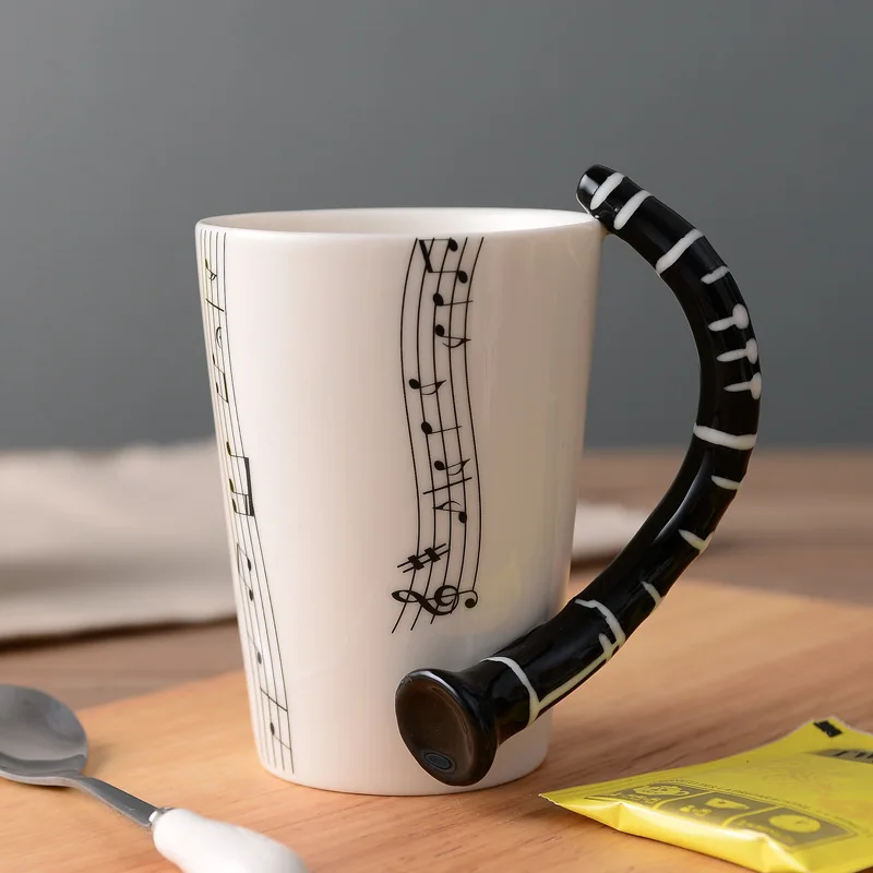 Creative Music Violin Style Guitar Ceramic Mug Coffee Tea Milk  Cups Fancy Ceramic Coffee Cup and Mugs