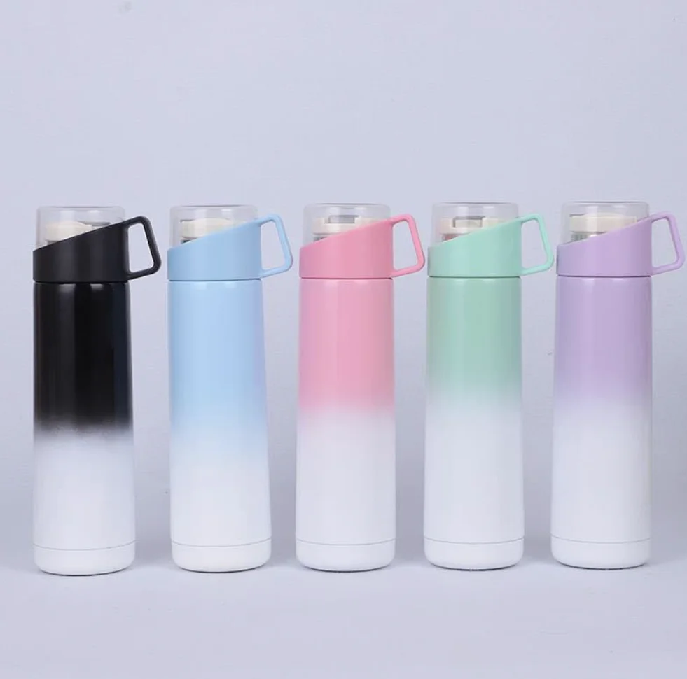 New Transparent Double Wall Stainless Steel Lid Water Insulated Thermos Bottle Vacuum Flask Logo