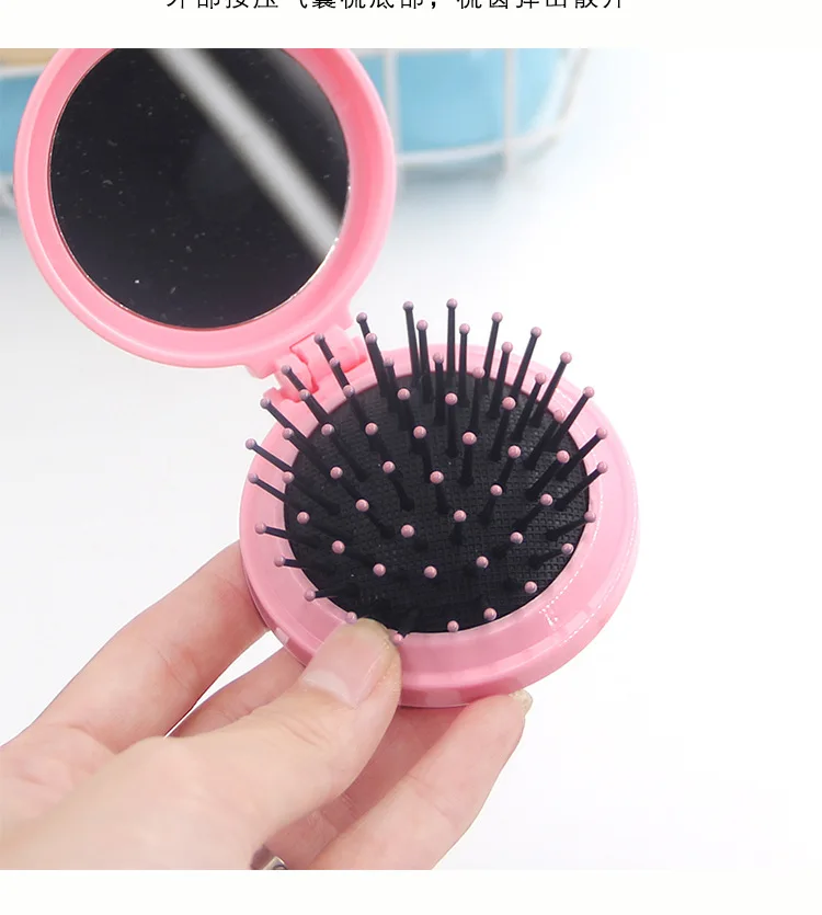 Складное зеркало для макияжа с мультяшным рисунком Расческа подушкой безопасности портативная Массажная косметических линз