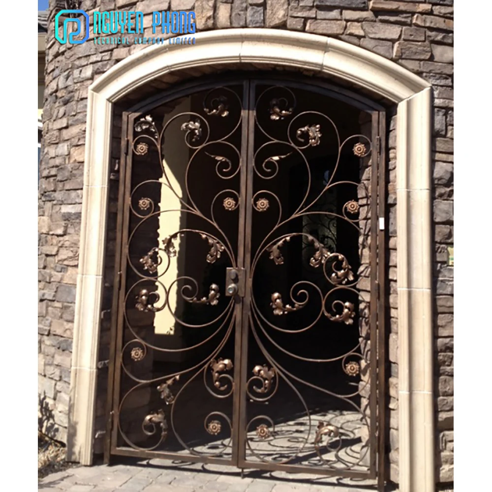 Wholesale Factory In Bulk Simple Wrought Iron Double Entrance Front Doors