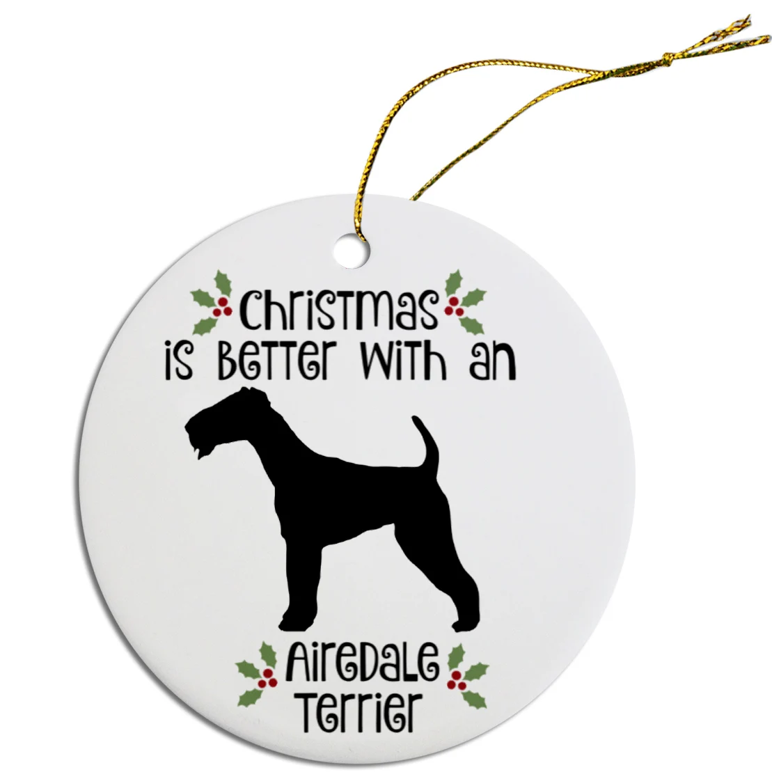 Особые круглые рождественские украшения для пород Airedale Terrier