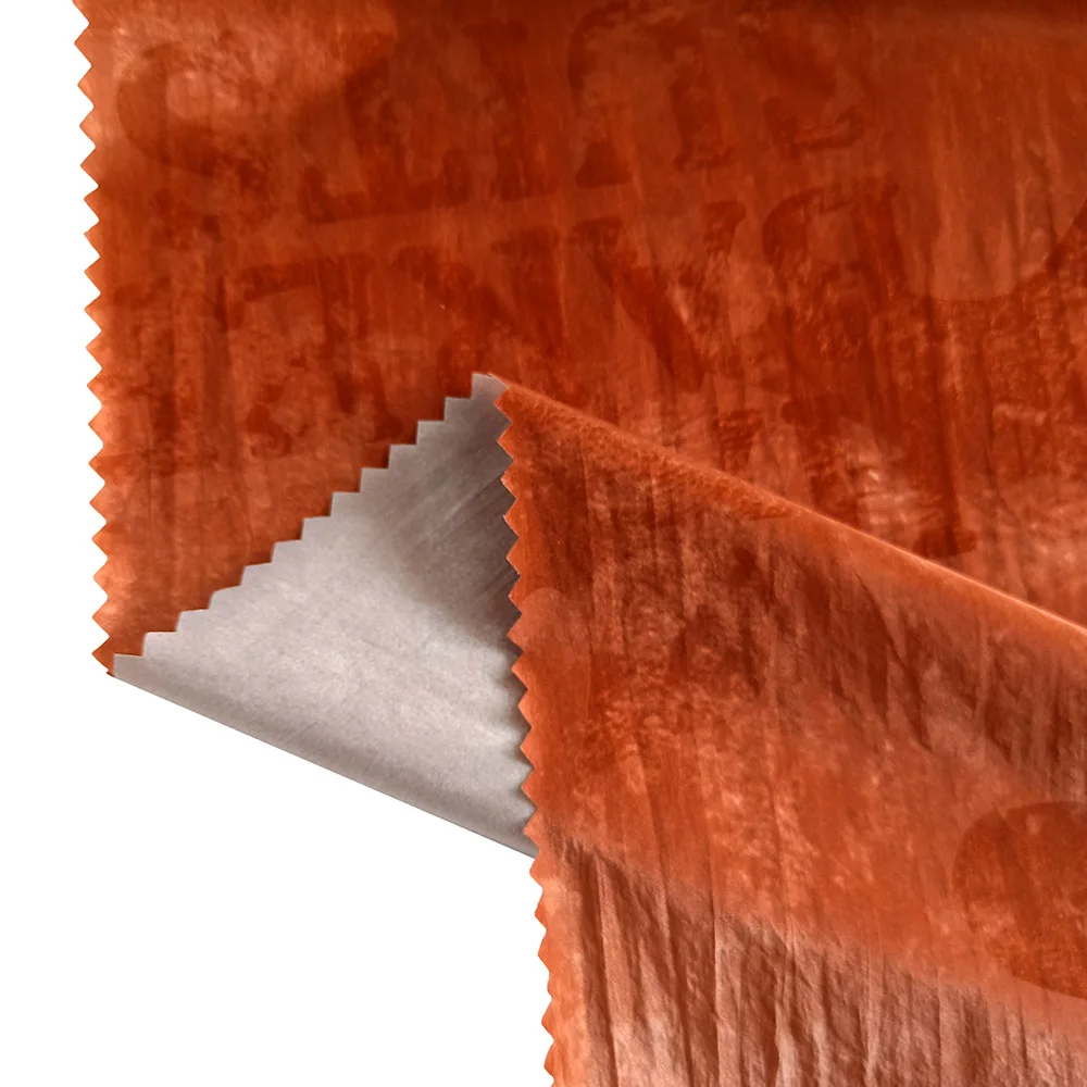 380T Ultralight Wrinkle Nylon Fabric With Printed Release Paper Transfer Coating For Down Jackets