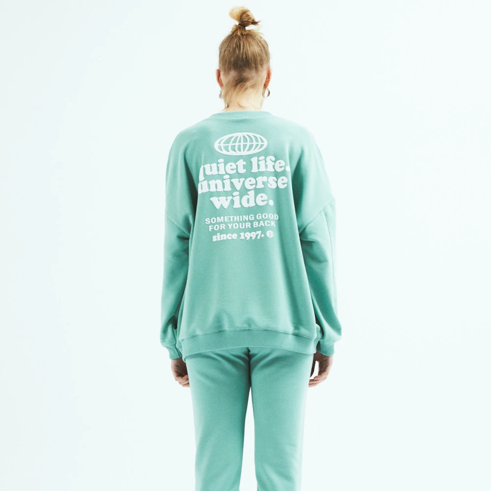 Turquoise French Terry Boyfriend sweatshirt Printed Heavyweight street style Casual hoodie Eco Friendly Loungewear