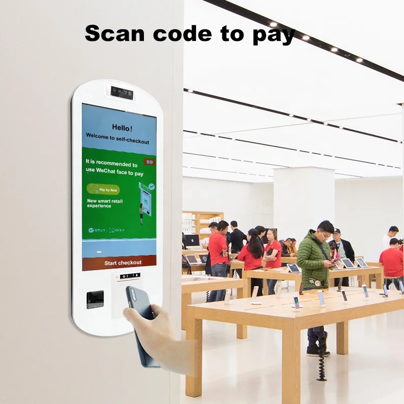 
Free Sample 21.5 Inch Touch Screen Self Order Kiosk Self Service Payment Checkout Kiosk Machine for Supermarket Restaruant 