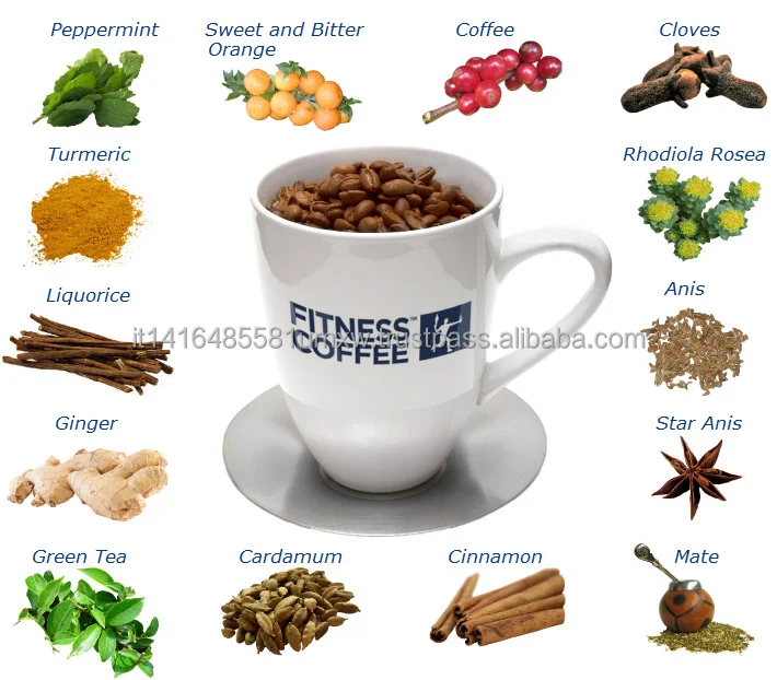 Private label weight-loss coffee with healthy herbs and spices, slimming coffee, espresso pods ESE in boxes of 150 pods