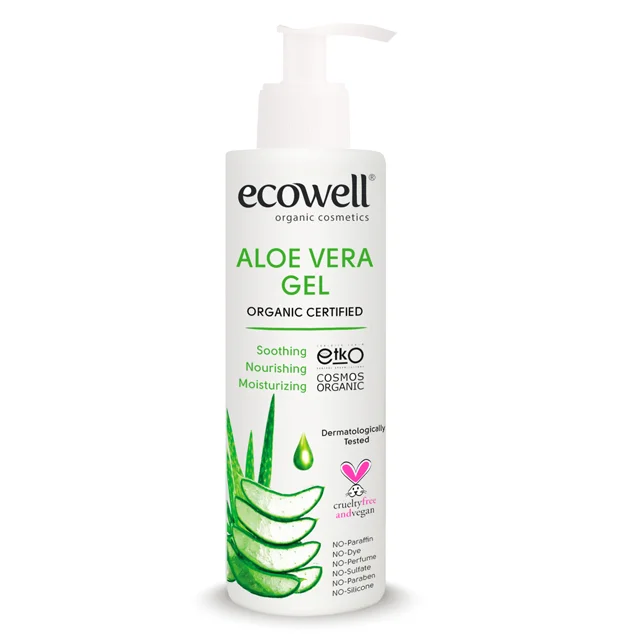 Ecowell Certified Organic Aloe Vera Gel for Antioxidant Skin Soothing, Repairing, Nourishing & Protection