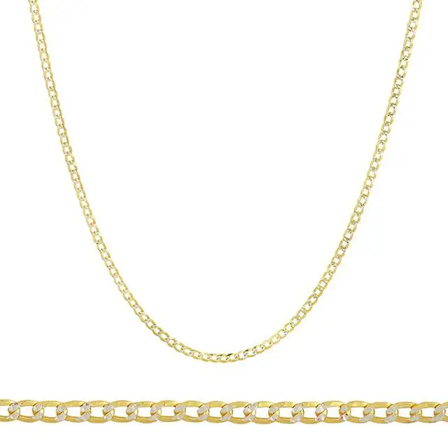  Стерлингового серебра два тона драгоценный камень резит 3 мм Майами Кубинский ожерелье-цепочка с крупными звеньями 16 