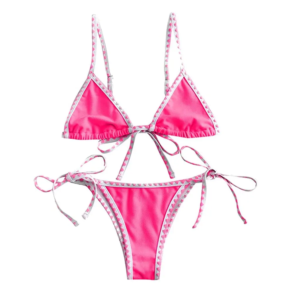 Popular Custom Colors Triangle Top Brand Swimsuit 2 Pieces Bikini Set Women Designer Swimwear