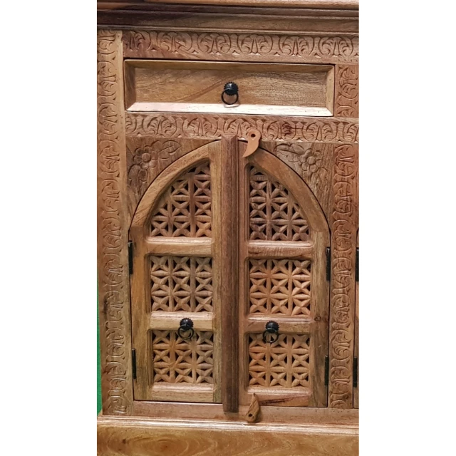 CARVED WOODEN ACACIA TWO DOOR PANEL SIDEBOARD SOLID WOOOD SIDEBOARD FARMHOUSE FURNITURE  DINNING ROOM FURNITURE