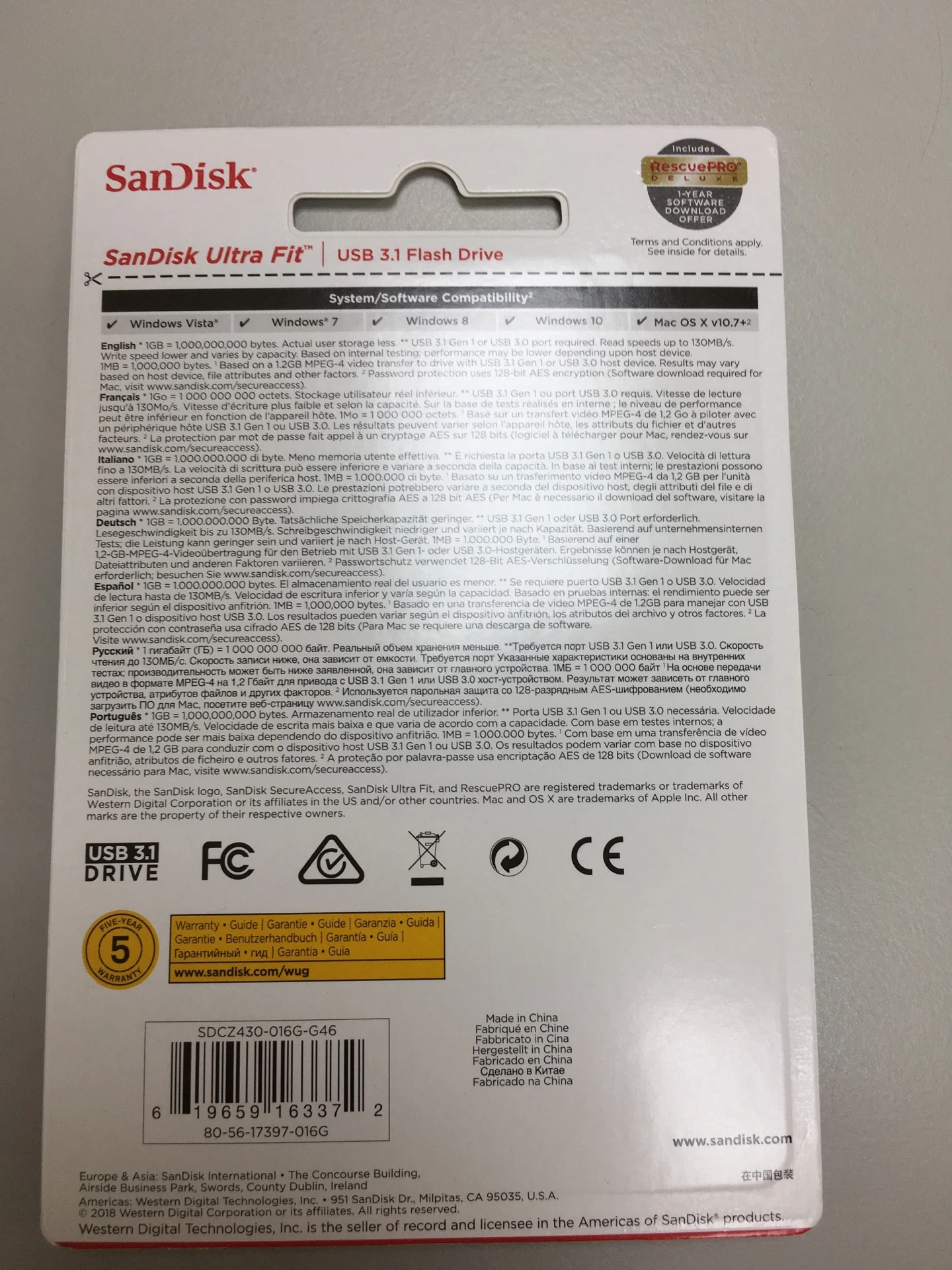 Wholesale Ultra Fit USB3.1 Sandisk 32GB 64GB 128GB
