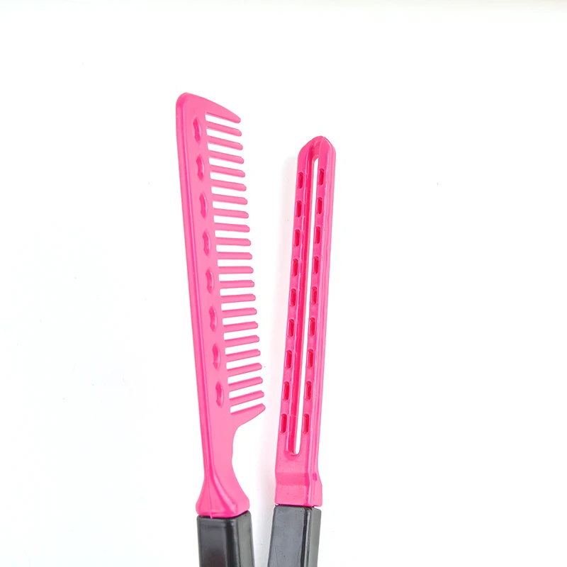 Fashion Anti-static Plastic V Type Hair Straightener Comb DIY Haircut Hairdressing Styling Combs Brush Salon Folding