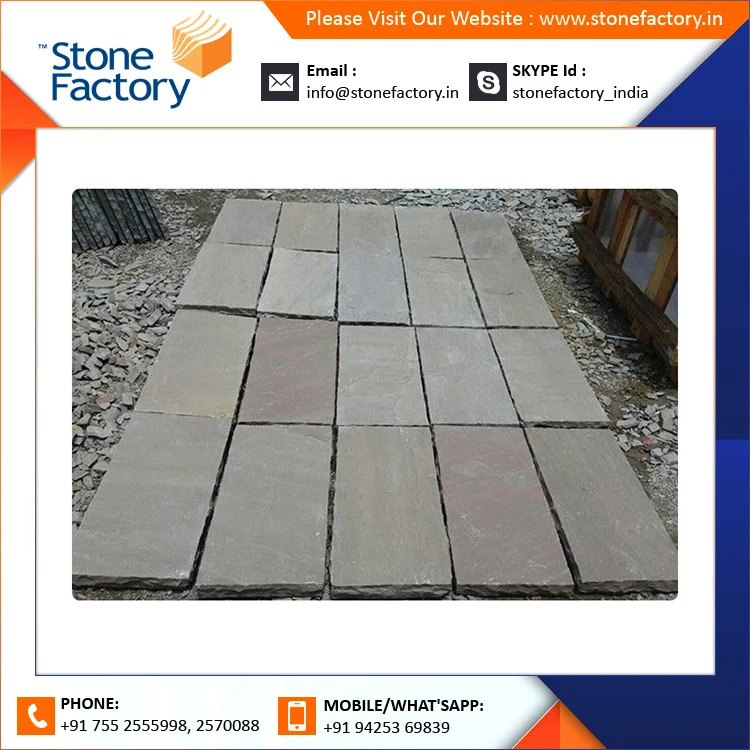 New Design Raj Green Patio Pack Natural Outdoor Sandstone Paving Tiles and Blocks with Honed Surface Finish Low Price