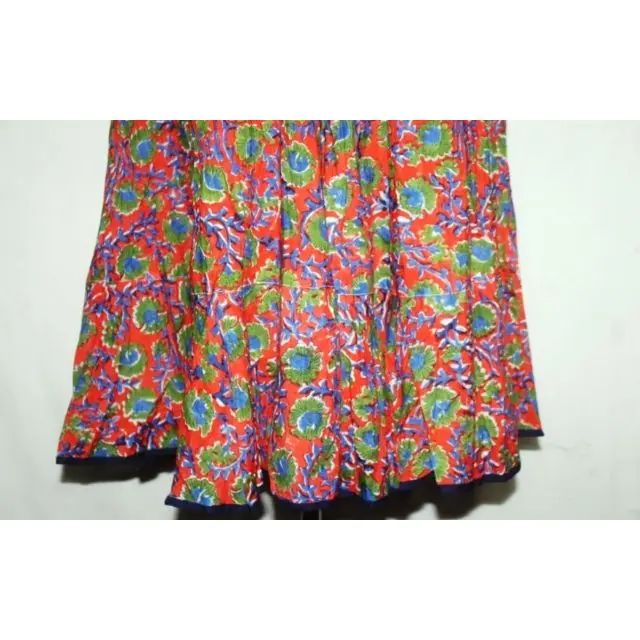 Indian block printed long cotton gown dress