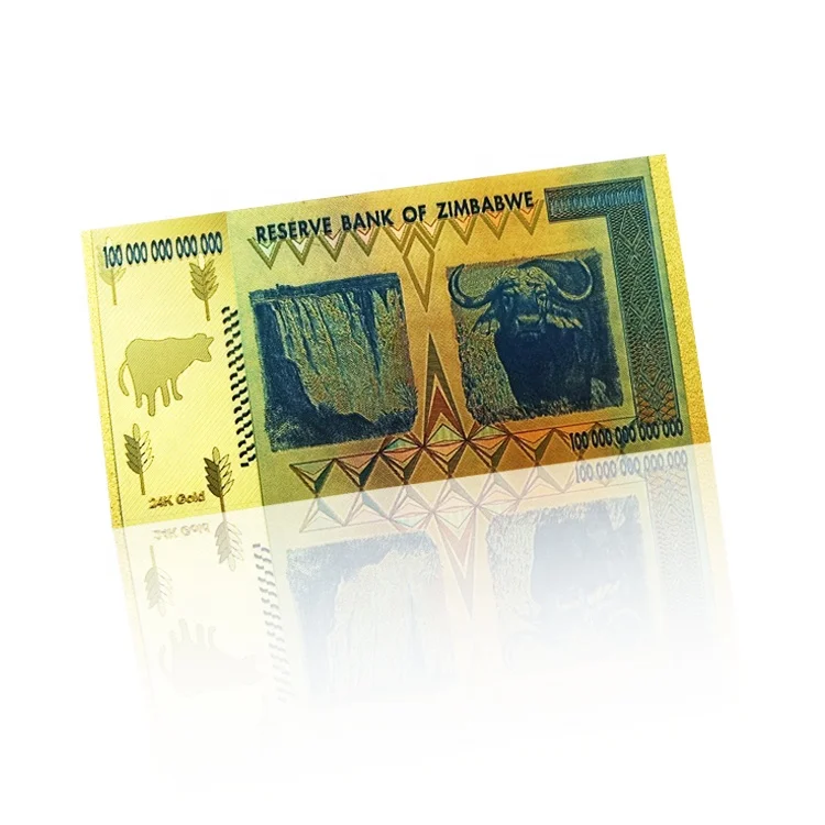 FS-Craft 24k Gold Foil Colored 100 Trillion Dollar Zimbabwe Money Collection Banknote