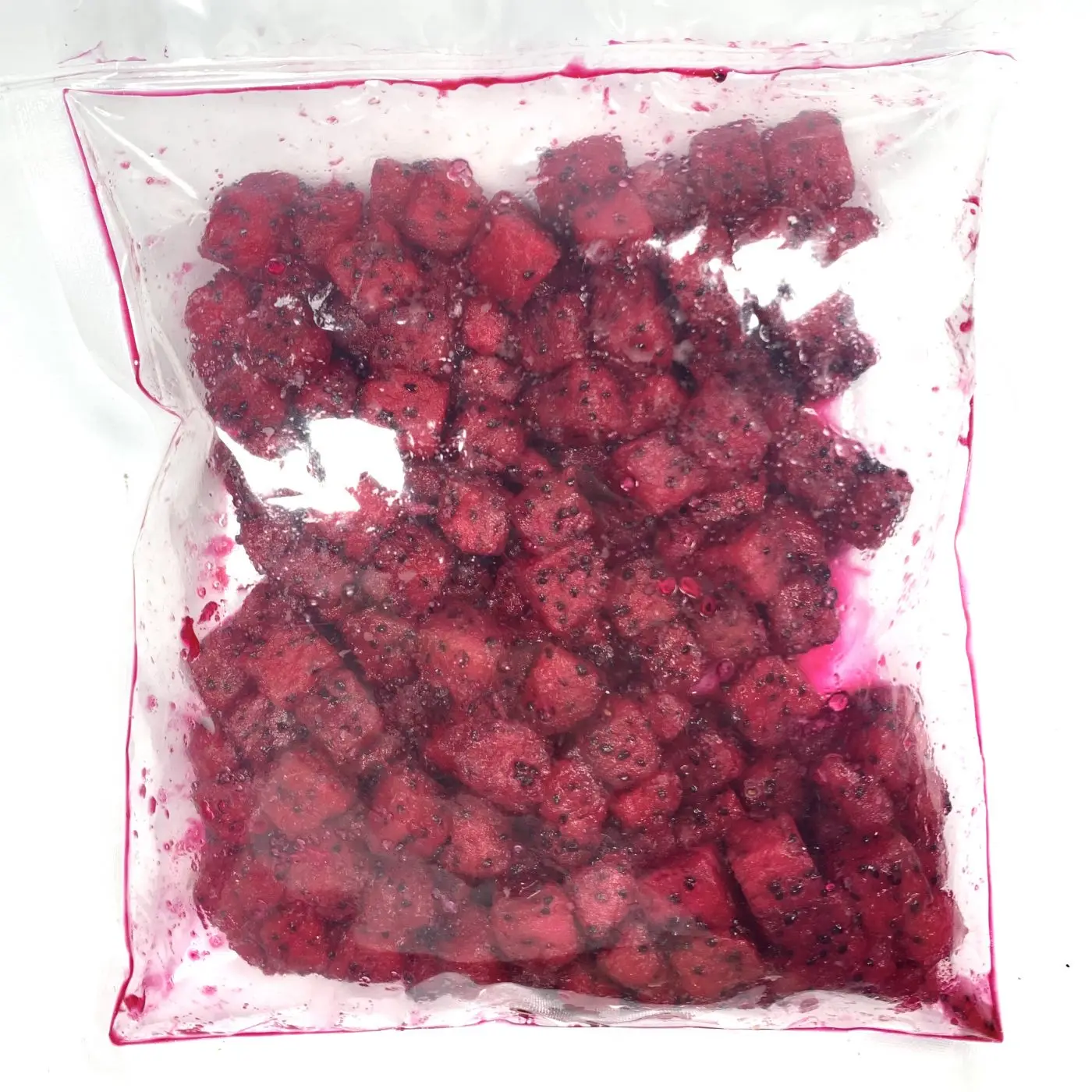 
Good Price from Vietnam Wholesale supplier IQF Frozen dragon fruit cubes taste fresh not musty white flesh with black seed 