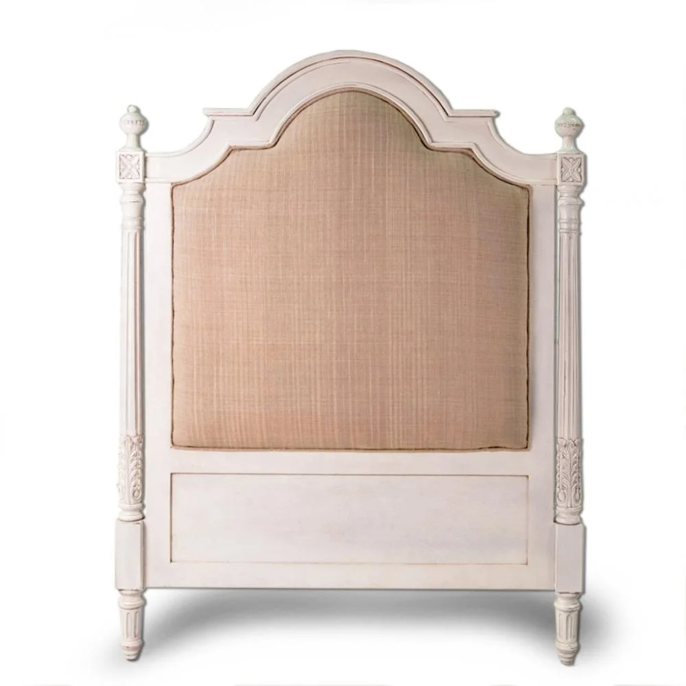 Antique Upholstered Headboard Gustavian Style Mahogany Carving