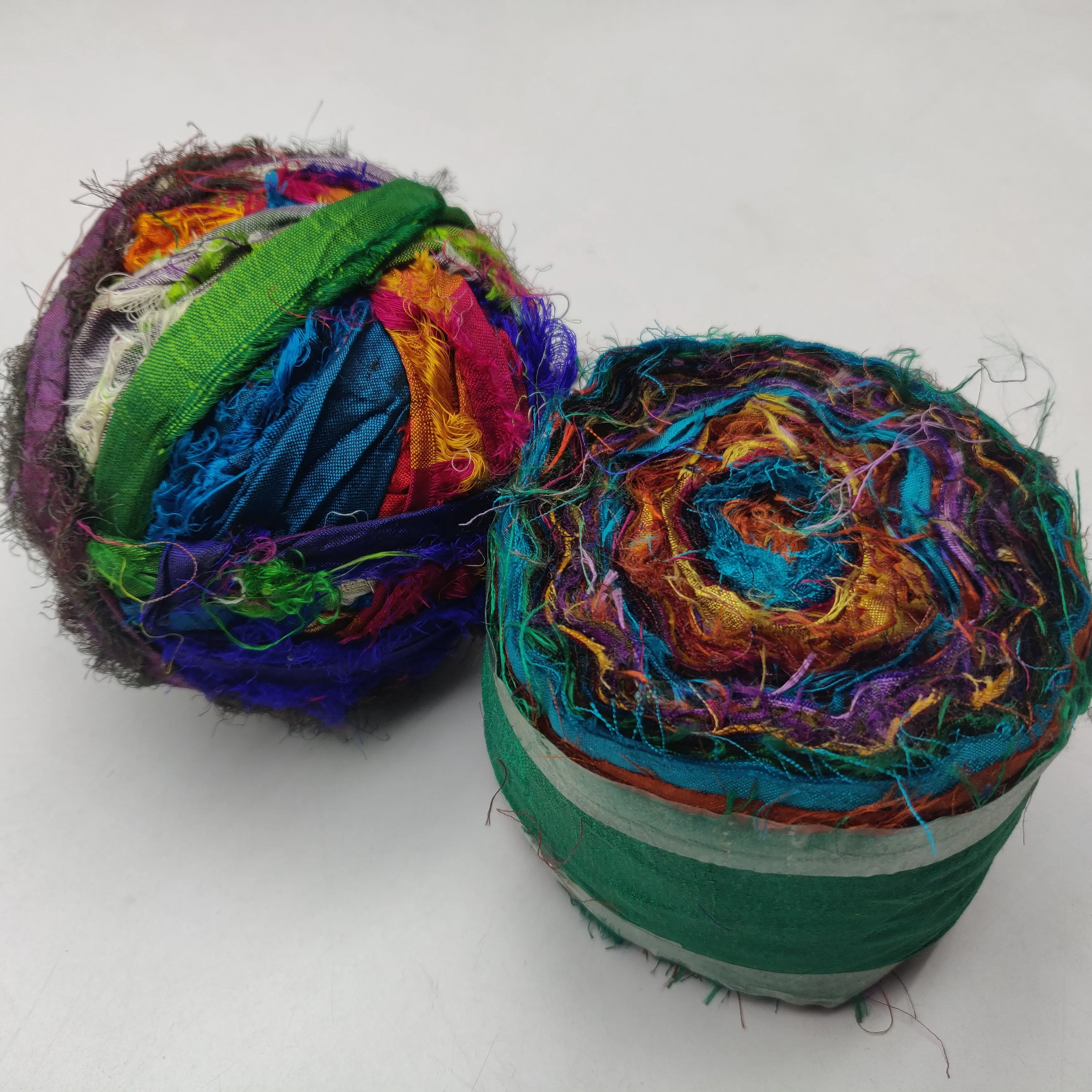 Colorful Recycled Sari silk ribbon wide for patch work, gift wrapping art and craft decoration handmade eco friendly sustainable