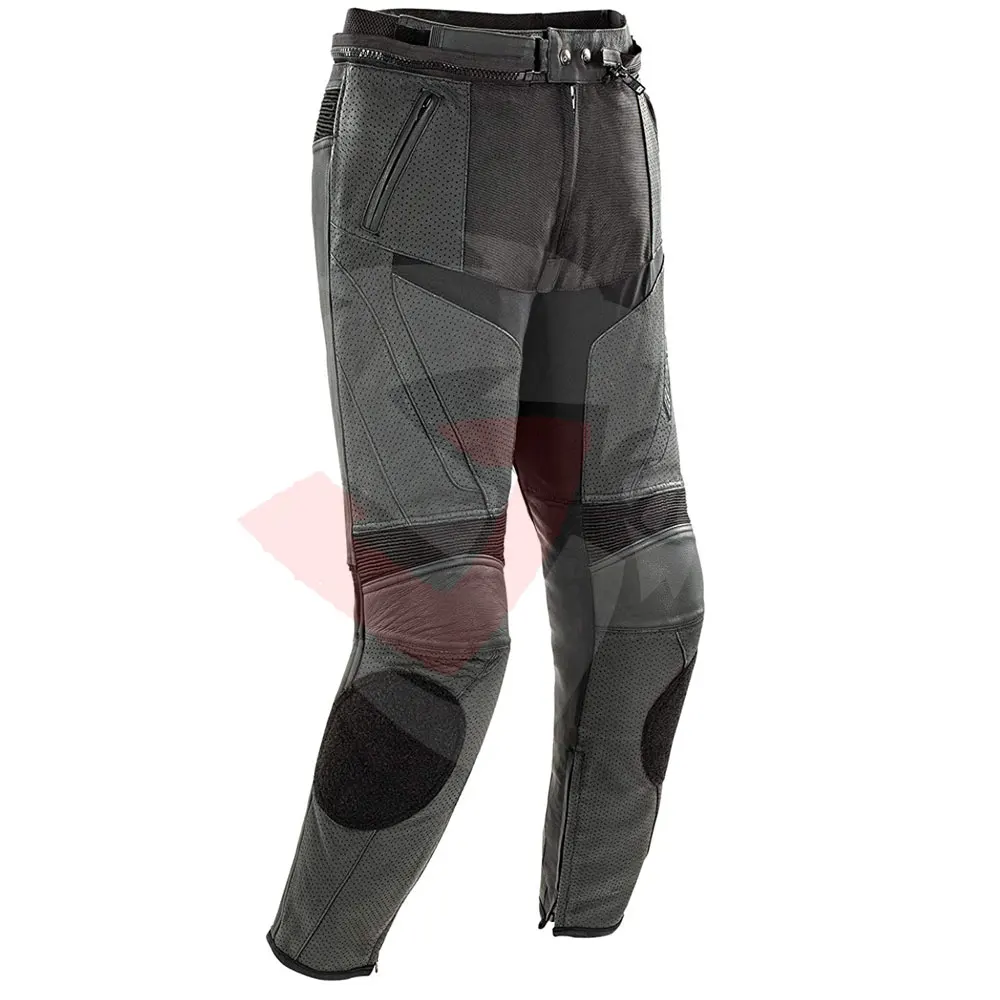 Mens Black Leather Motorcycle Pant Padded Trouser Motorbike Pant Padded Biker Racing Armor Pants