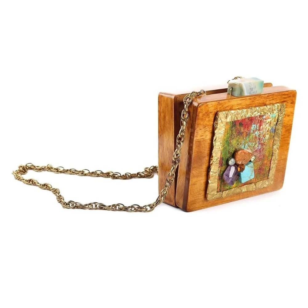 Mango Wood Evening Bag Lady Clutch 2020 Hot Sale Wedding Light Handbag Handmade Fashionable Style Gulf UAE Qatar