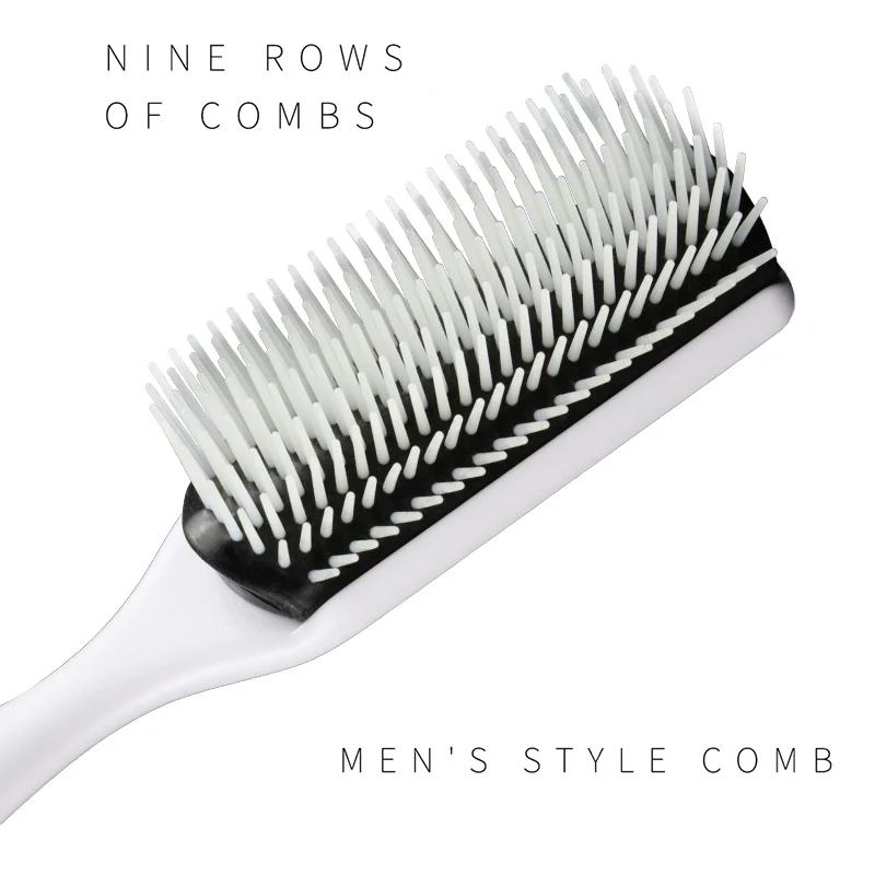 9 Rows Hair Brush for Separating Shaping Defining Curls Blow-Drying Styling Detangling Classic Denman Styling Brush