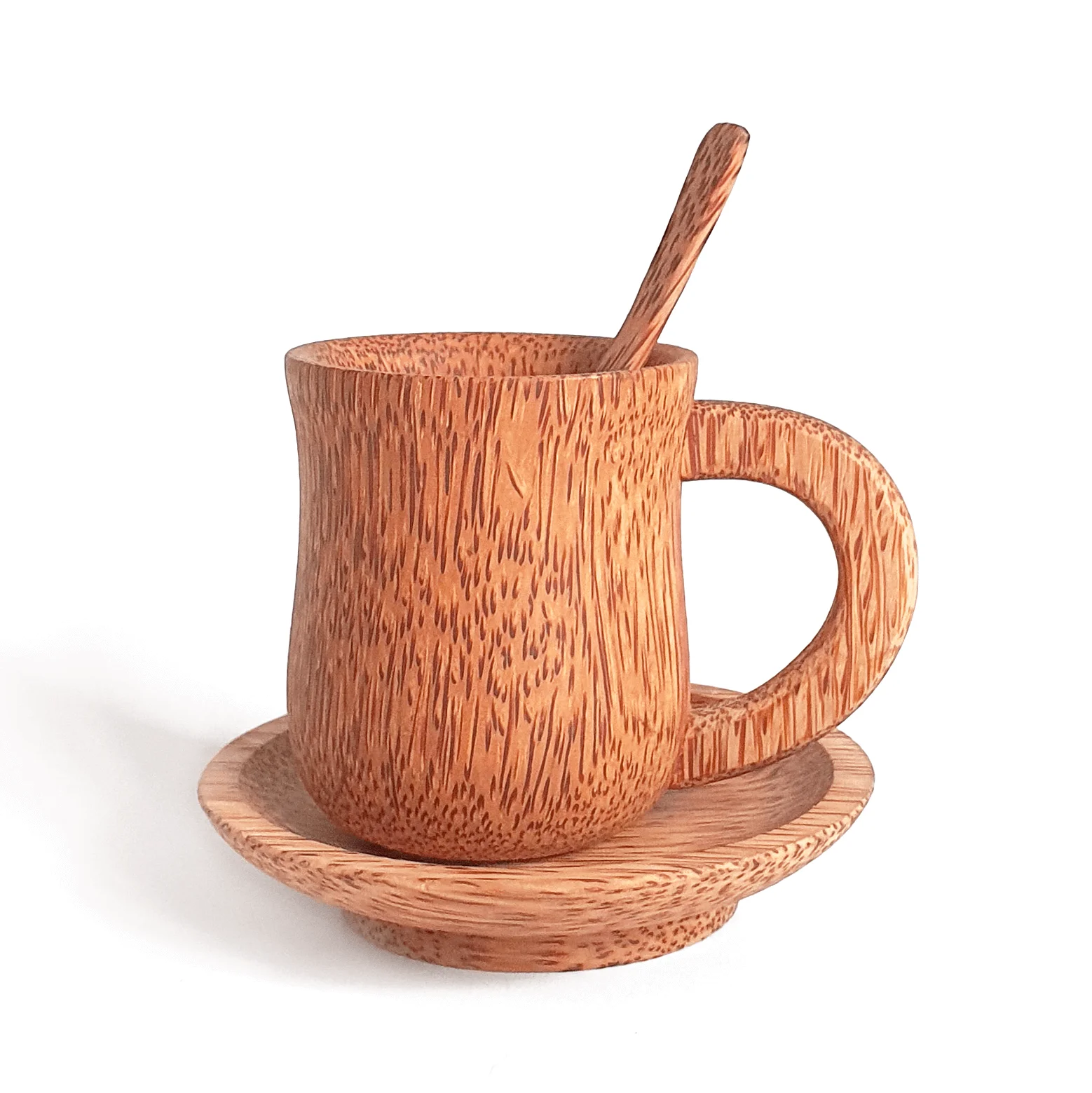 Vietnamese Handicraft COCONUT WOOD TEACUP with spoon and placemat cup for daily drinking kitchenware party wedding decor table