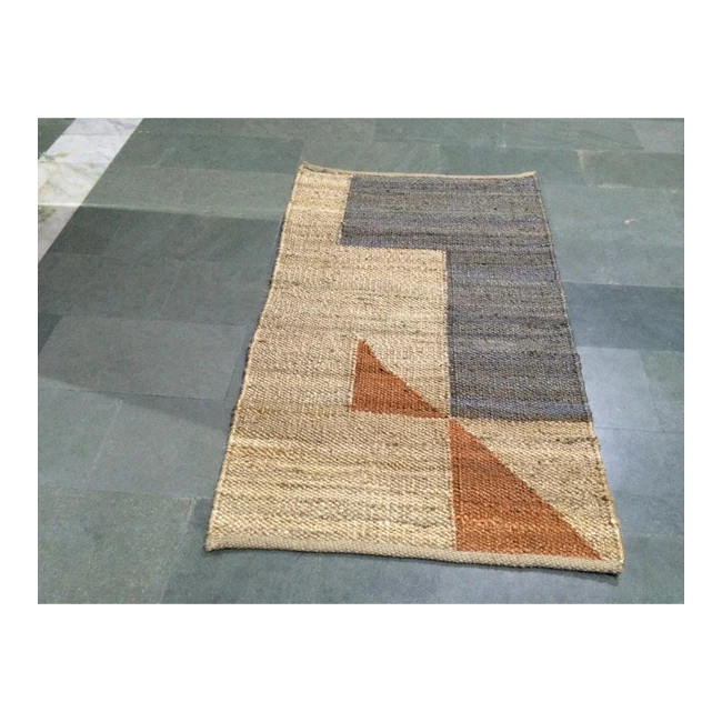 Top Quality Bulk Stock Elegant Pattern Hand Woven Hemp Rug Australia in geometrical design rug JH-122