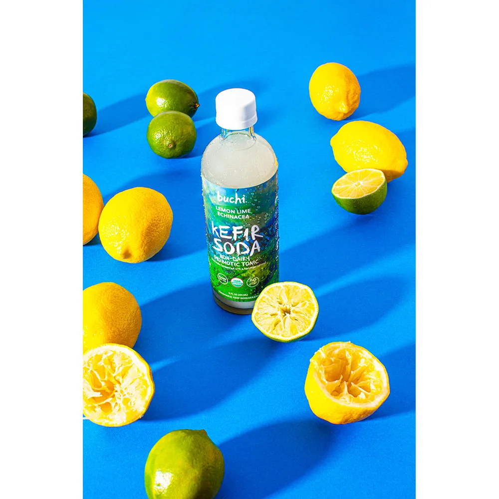 Buchi Kefir 6/12oz Lemon Lime Echinacea Organic Kefir Soda Non Dairy Probiotic Tonic Premium Quality