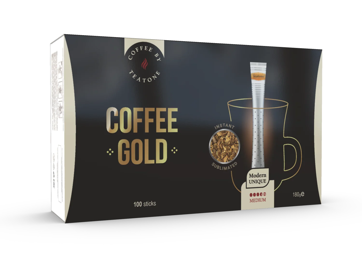 TEATONE кофейные золотые 100 палочек в индивидуальной упаковке * 1 8 г высококачественный типичный вкус растворимого кофе натуральный нейтральный