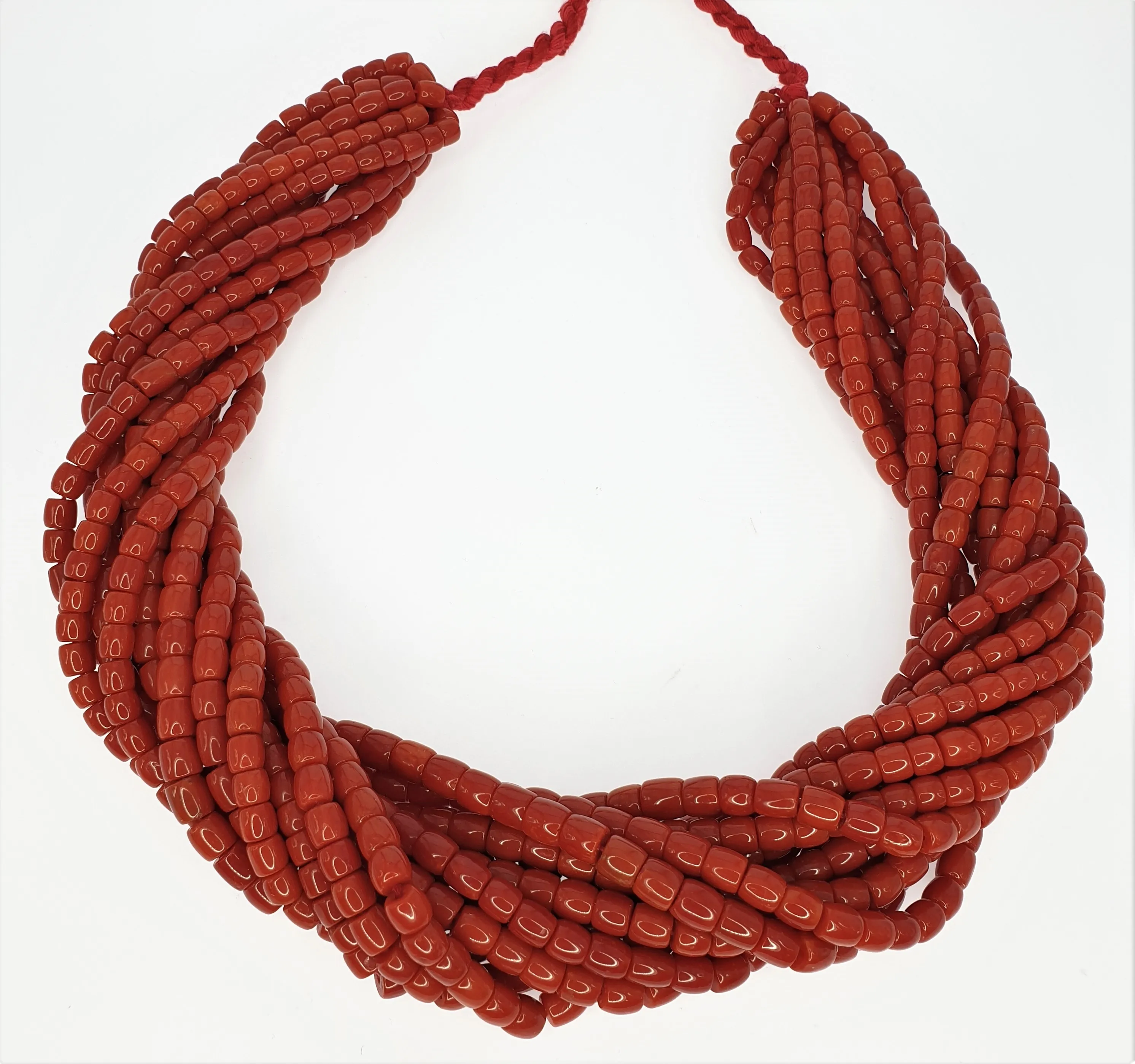 RED CORAL DRUM BEADS 8 MM STRANDS
