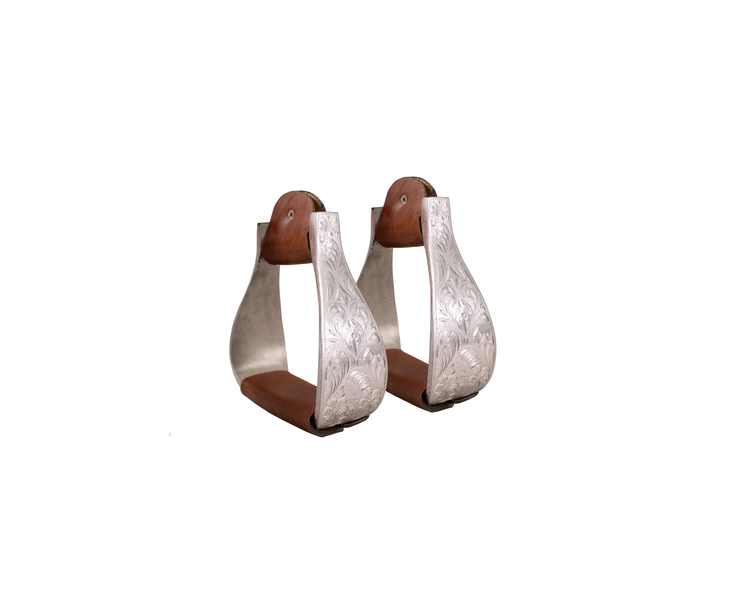 Western Stirrups Horse Show Saddle  Aluminum Leather Tread Cross Engraved Western Aluminium Stirrups