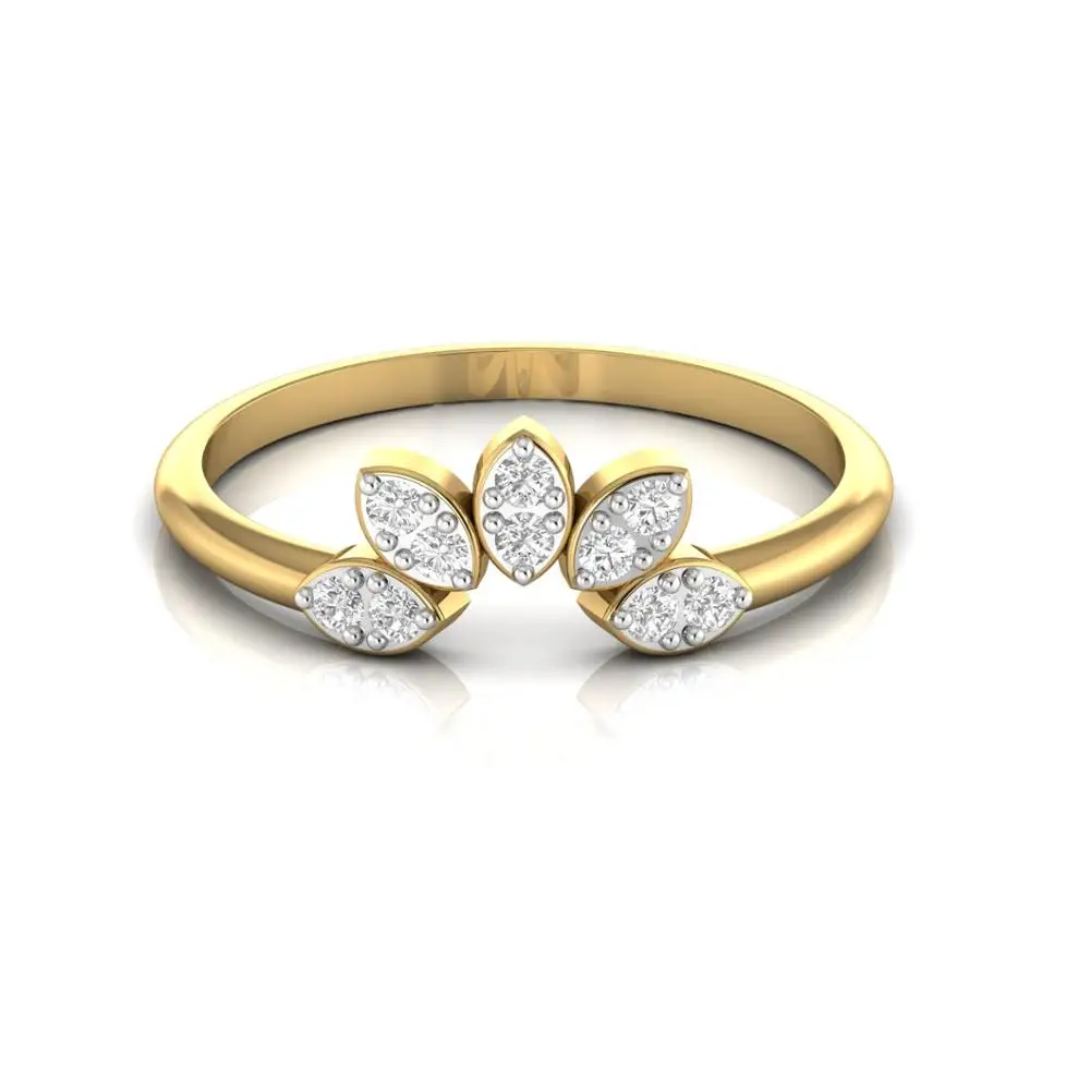 Floral Design Natural Diamond Ring For Women 14KT Yellow Rose White Gold 1.74 gram Jewelry