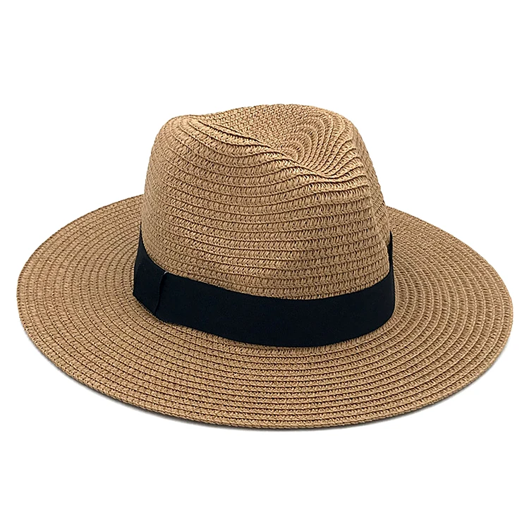 Summer Straw Sun Beach Paper Braid Sewn Cowboy Hat