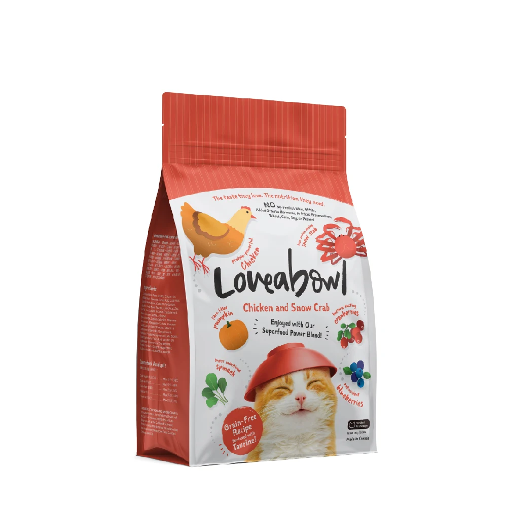 
Loveabowl Brand 2.20LB Cat Dry Food Canada Origin Low Fat High Protein Chicken Snow Crab Healthy Bones Cat Food 
