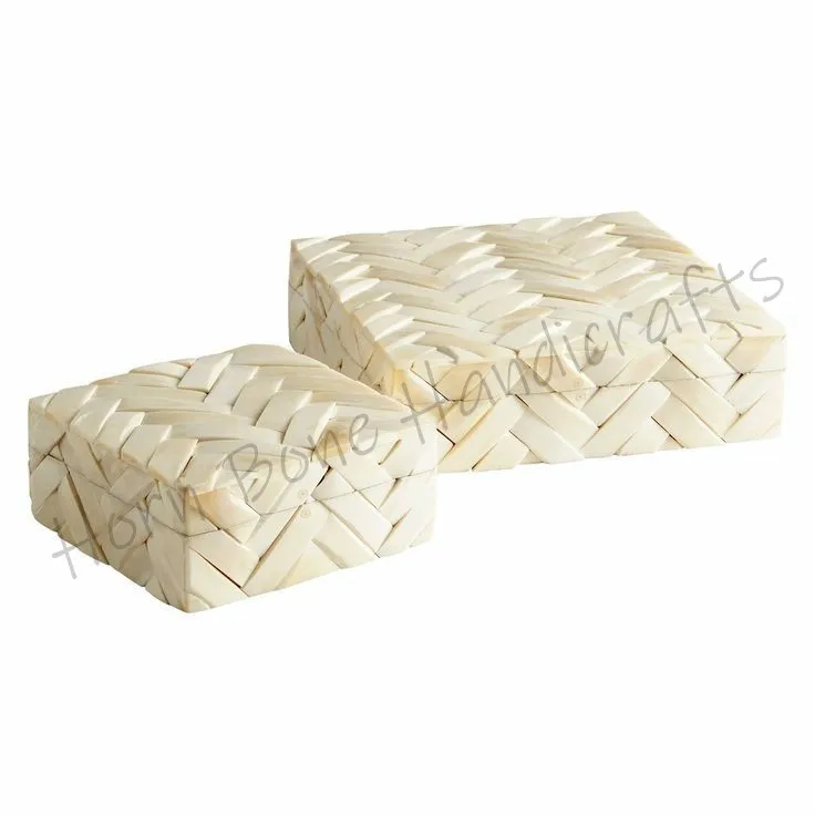 Handmade Diamond Look Bone Inlay Jewelry Box Multi Purpose Decorative Camel Bone Storage Box By Horn Bone Handicrafts India