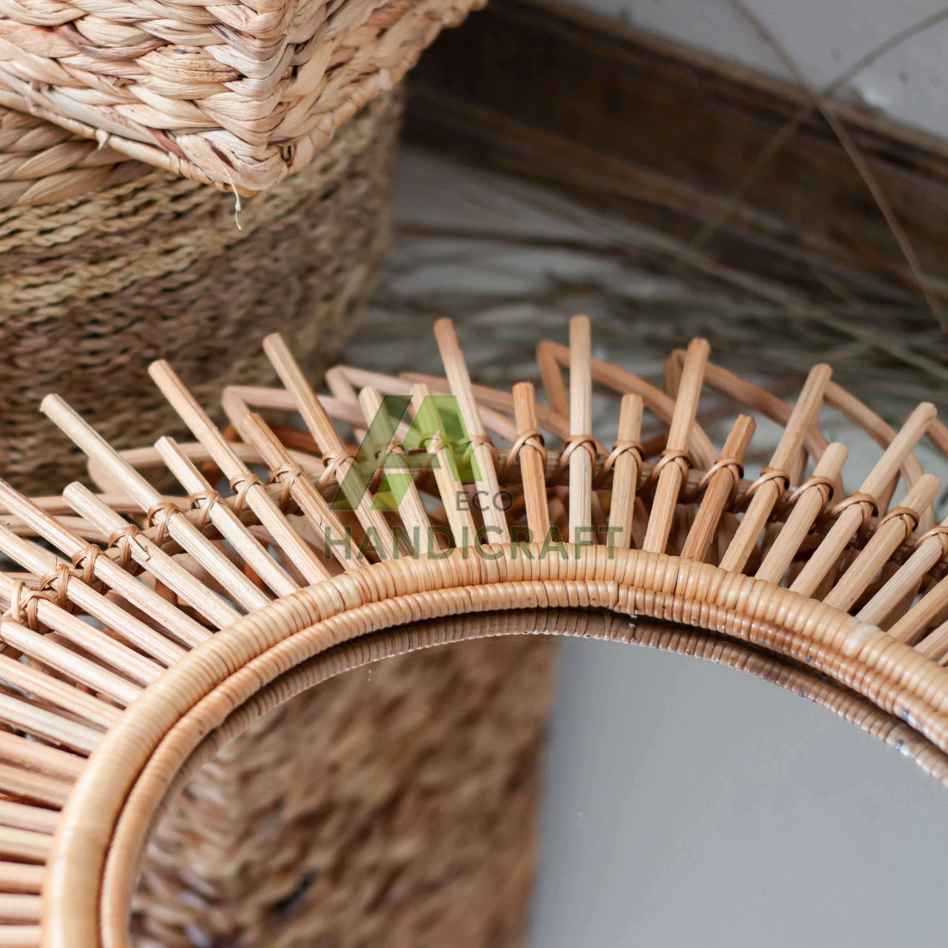  A & Эко Ручная работа в стиле Ins литературные Ретро особенности бамбуковое зеркало ручной работы для макияжа