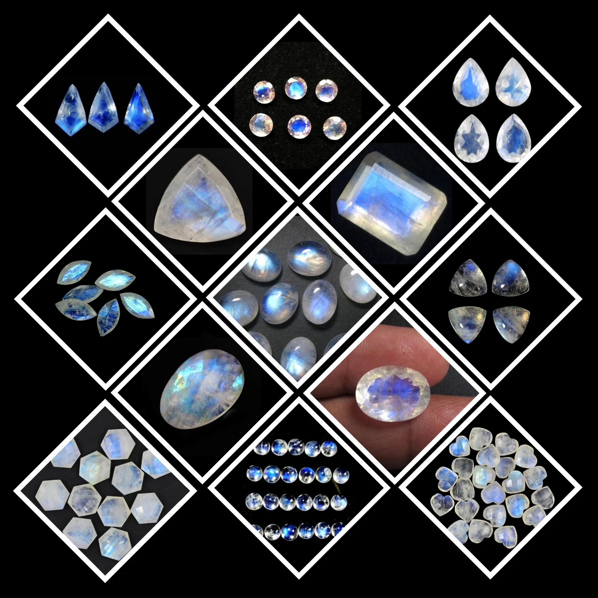 Natural  rainbow moonstone plain oval certified loose gemstones