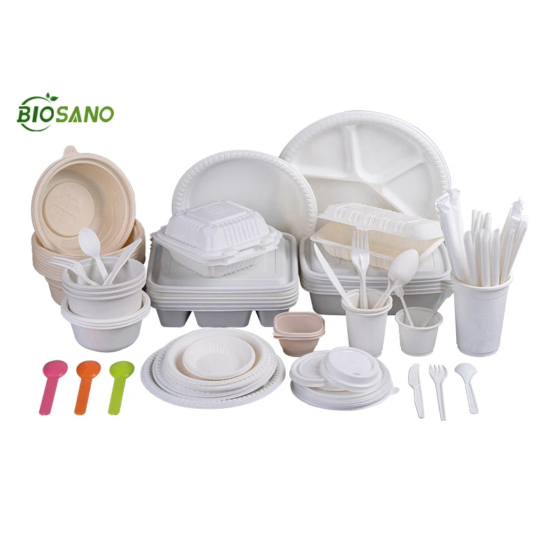 Biosano plastic stackable deep dry food storage container with lid large wedding ice cream meal service tray table charger plate