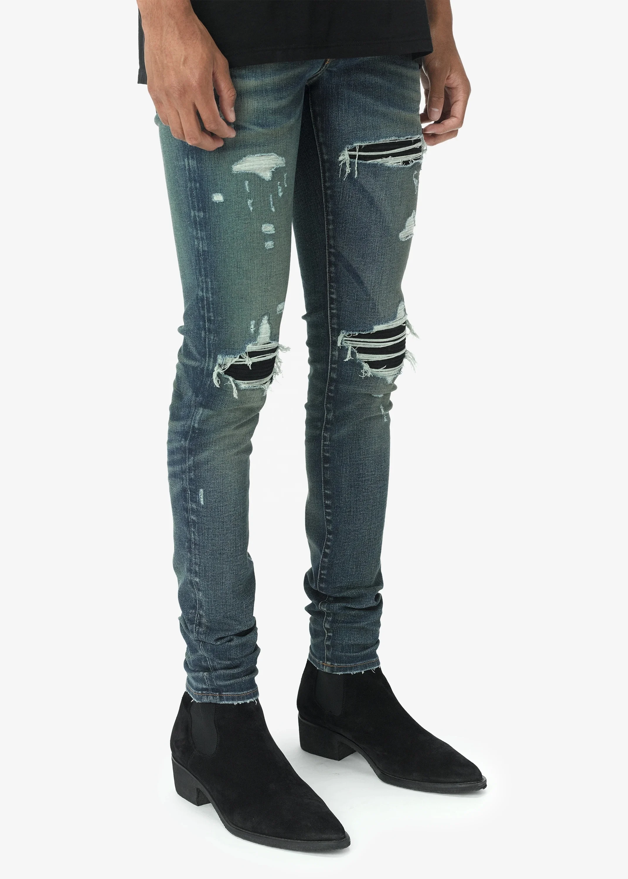 OEM new designs wholesale china private label biker paint mens jeans in bulk