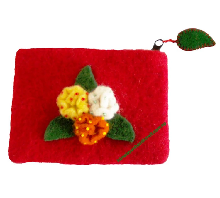 Handmade in Nepal Felt Purse/Cosmetic Purse/ATM/Credit Card Holder