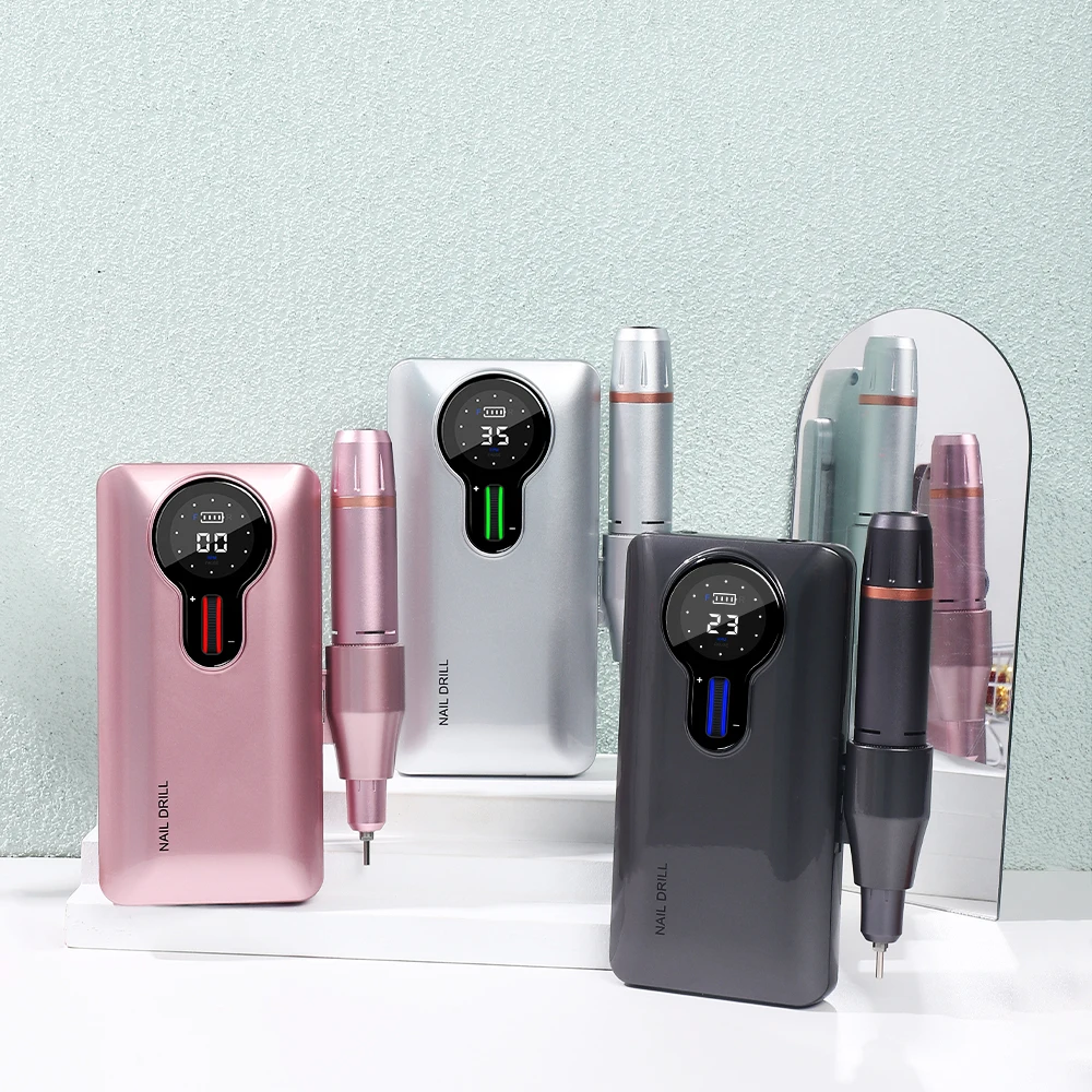 ANZUO Hot Sale Portable Cordless Nail Drill 35000rpm Pink Portable Electric Professional Nail Drill Machine