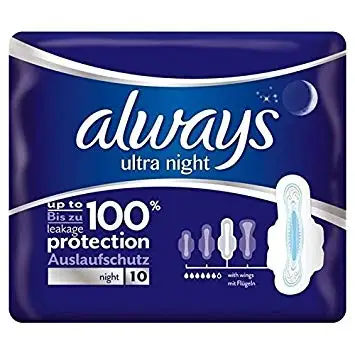 
Always Ultra Night Sanitary Pads 10pck 